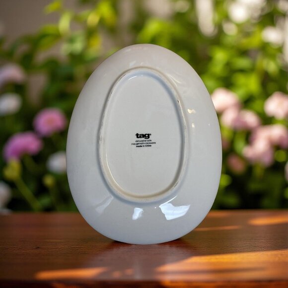 Easter Bunny Oval Ceramic Plate With Floral Design By Tag Natural Wildlife Decor - Picture 2 of 5